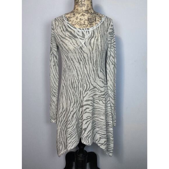 Rebecca Taylor Asymmetrical Dress Sz S Sheer Open Knit Silk Cashmere Stripes - Picture 7 of 16